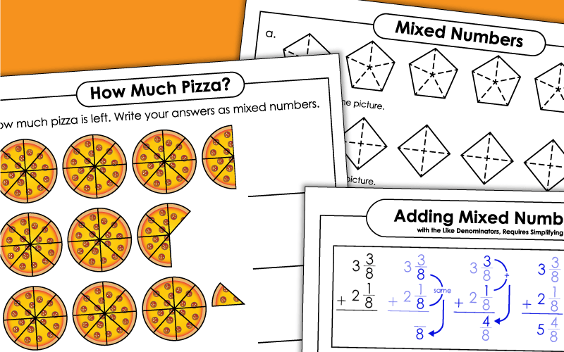 Mixed Numbers and Improper Fractions Worksheets