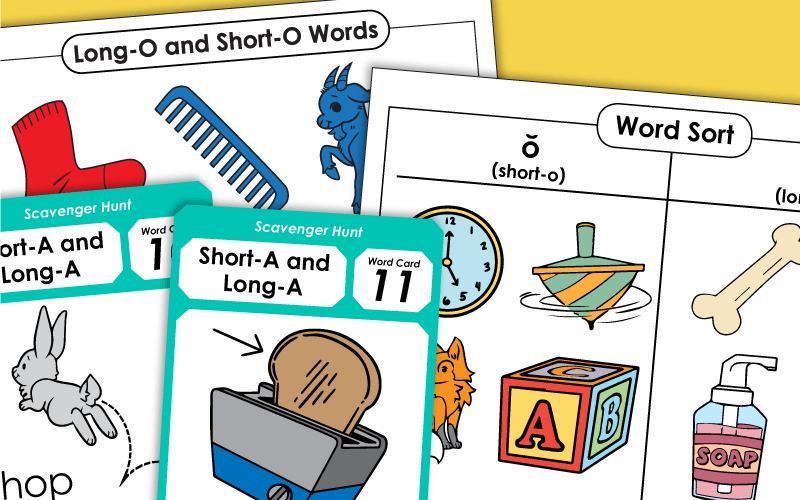 Phonics Worksheets: Long O and Short O