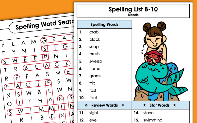 Spelling Worksheets - Grade 1 - Unit 10