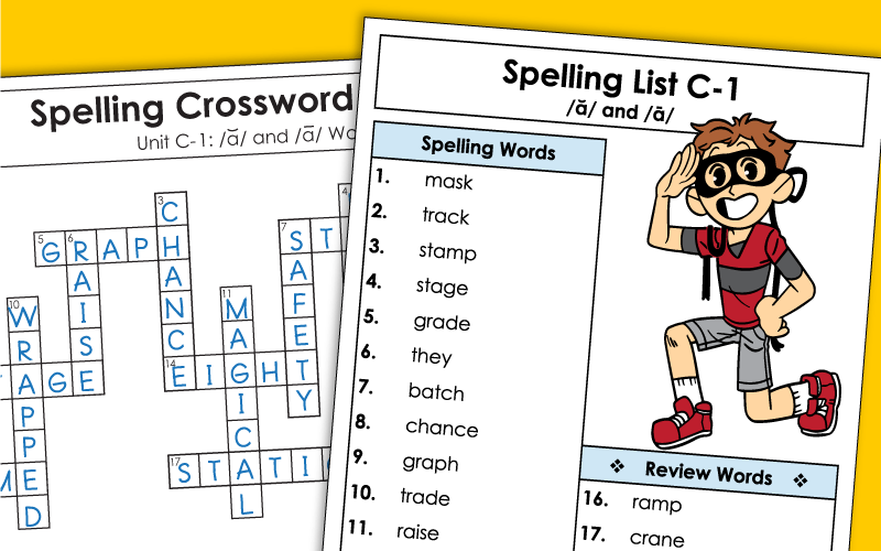Spelling Worksheets - 3rd Grade - Unit 1