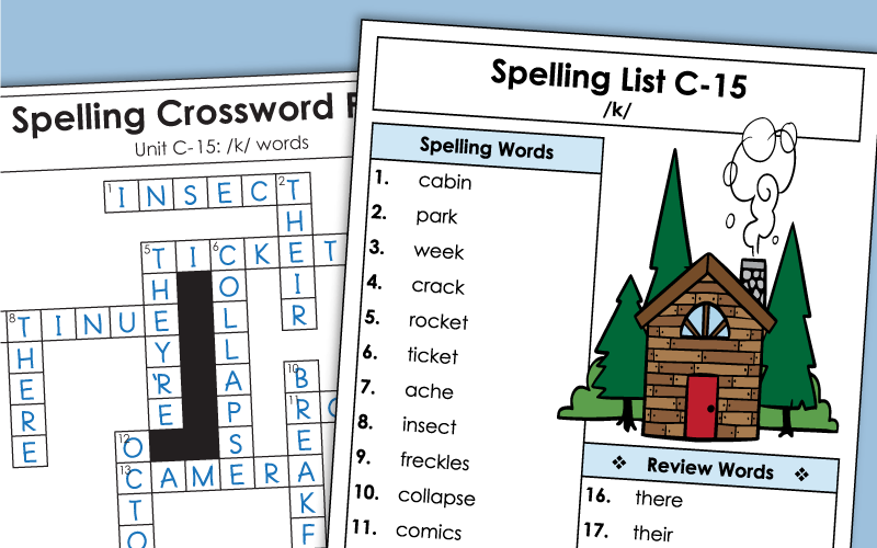 Spelling Worksheets - 3rd Grade - Unit 15