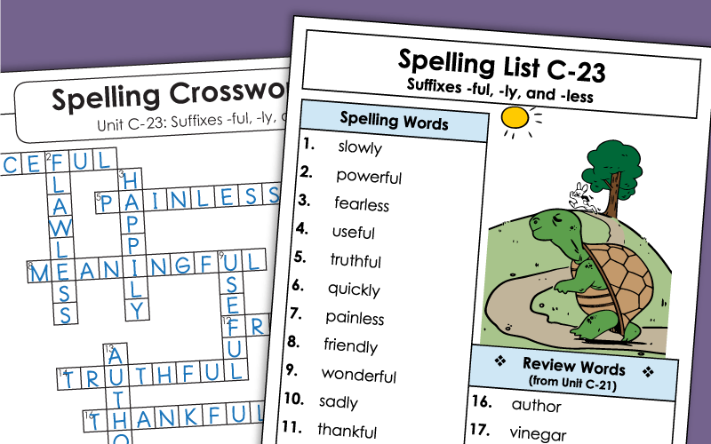 Spelling Words - Third Grade - Unit 23