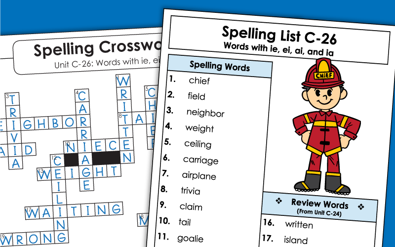 3rd Grade - Unit 26 - Spelling Worksheets