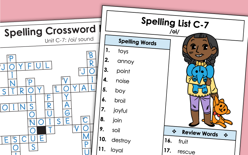 3rd Grade Spelling Worksheets - Unit 7