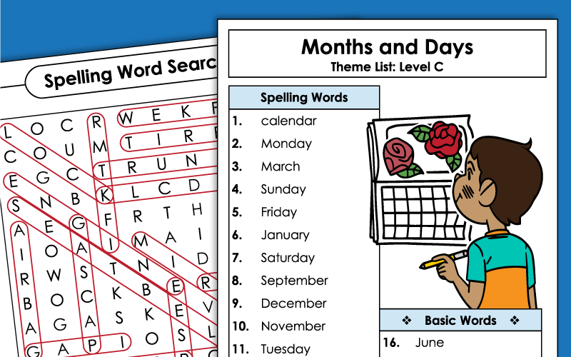3rd Grade Spelling Worksheets - Months and Days