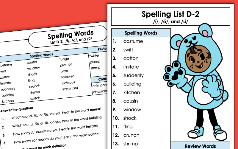 Grade 4 Spelling Worksheets - Unit 2