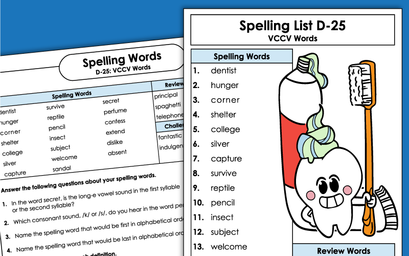 4th Grade - Unit 25 - Spelling Worksheets