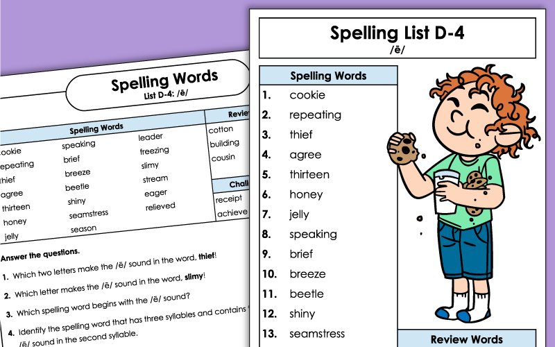Spelling Worksheets - 4th Grade - Unit 4