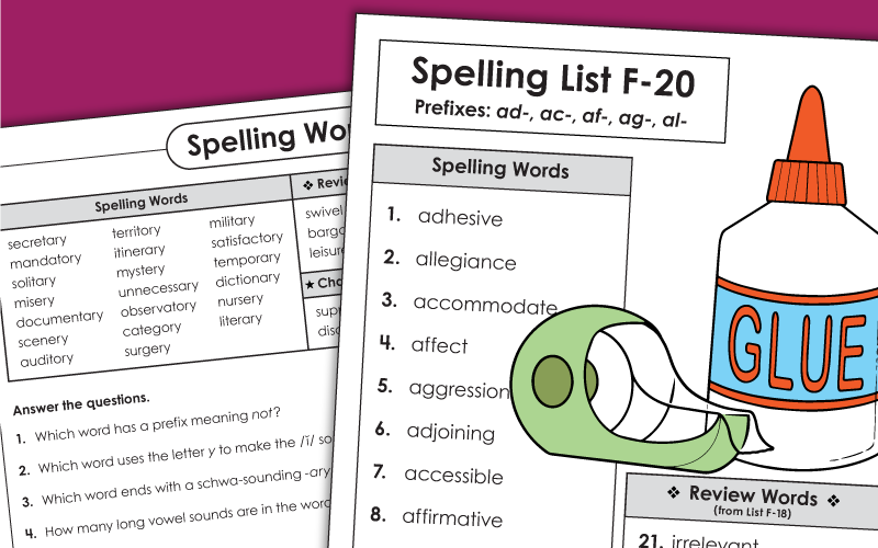 spelling f20 Worksheets