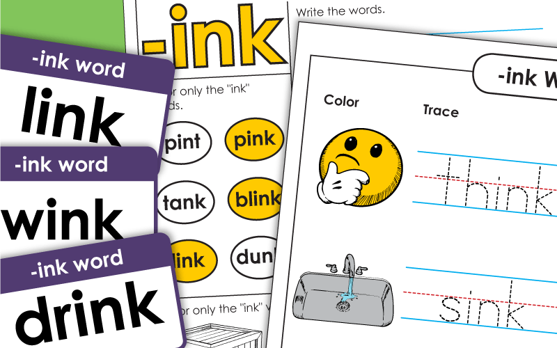 Word Family Worksheets -ink