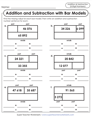 Bar Models - Addition and Subtraction - 5-Digits
