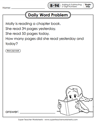 Daily Word Problem Worksheets - 2nd Grade