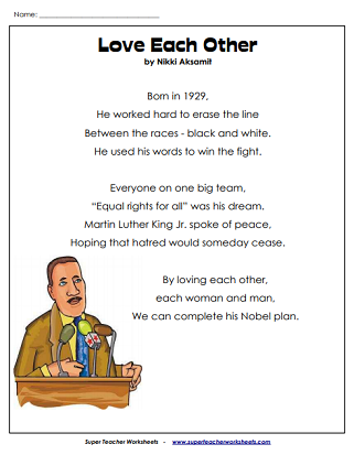 Martin Luther King Jr. Worksheets