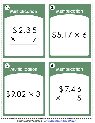 Money Multiplication Task Cards