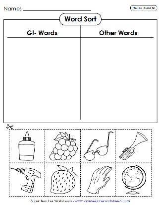 Printable Phonics Worksheets - GL Consonant Blend