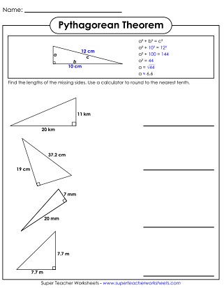 Printable Pythagorean Theorem Worksheets