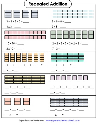 Repeated Addition Worksheets