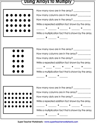 Using Arrays to Multiply Worksheets