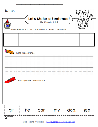 Cut and Glue a Sentence - Sight Words