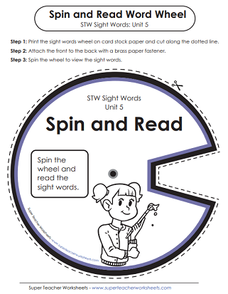 Spin and Read Word Wheel - Sight Words