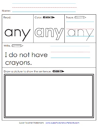 Dolch Word Worksheet: Any