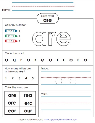 Sight Word Activity - Are