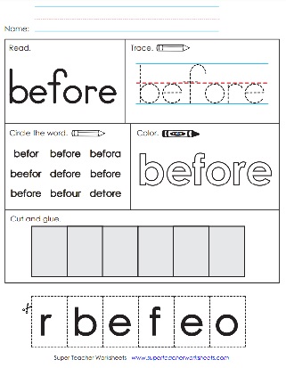 Before: Dolch Sight Word