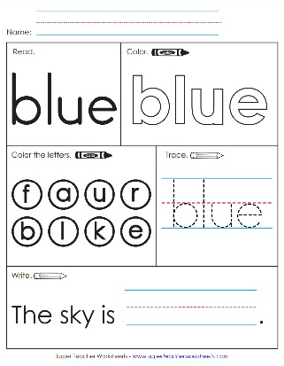 Sight Word Worksheet: Blue
