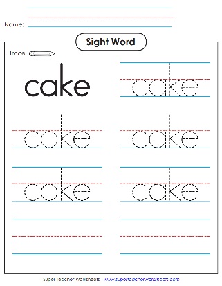 Print the Sight Word Cake