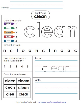 2nd Grade Sight Word: Clean