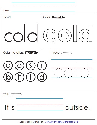 Sight Snap Word Activity: Cold
