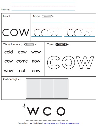 Snap Word Worksheet - Cow