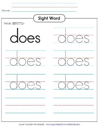 Snap Word Worksheets - Does