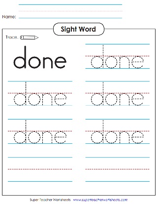 Snap Word Printable Worksheets - Done