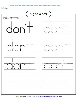 Sight Word: Don't Worksheet