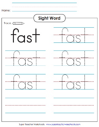 Another Sight Word Tracing Activity