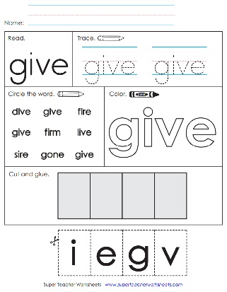 Sight Word PDF: Give