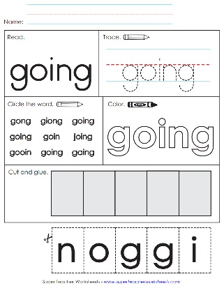 Quick Sight Word Worksheet - Going