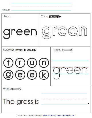 Sight Word Worksheet - Green