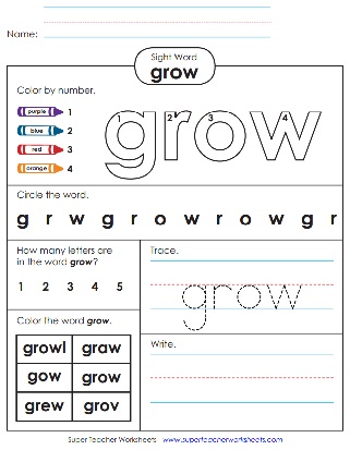Today's Sight Word: Grow