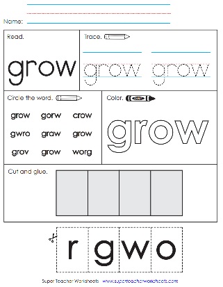 Snap Word Worksheet: Grow