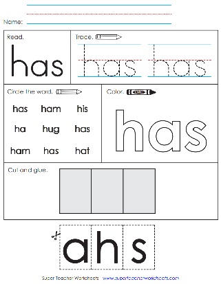 Dolch Word Worksheet: Has