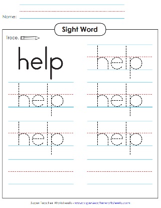 Sight Word Tracing Activity: Help
