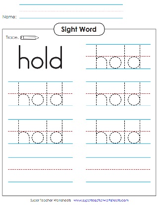 Hold: Trace the Sight Word
