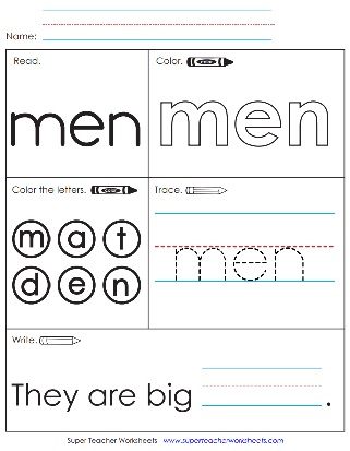 Men: Sight Words Printable