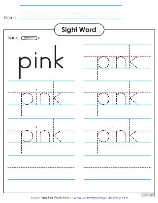 Snap Word: Pink Worksheet