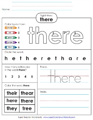 Sight Word Worksheet: There