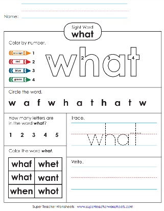 Printable Sight Word Worksheets - What