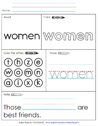 Sight Word Printable: Women