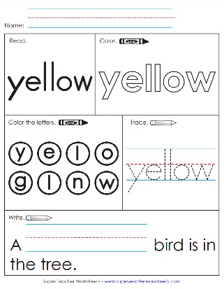 Sight Word Worksheet - Yellow